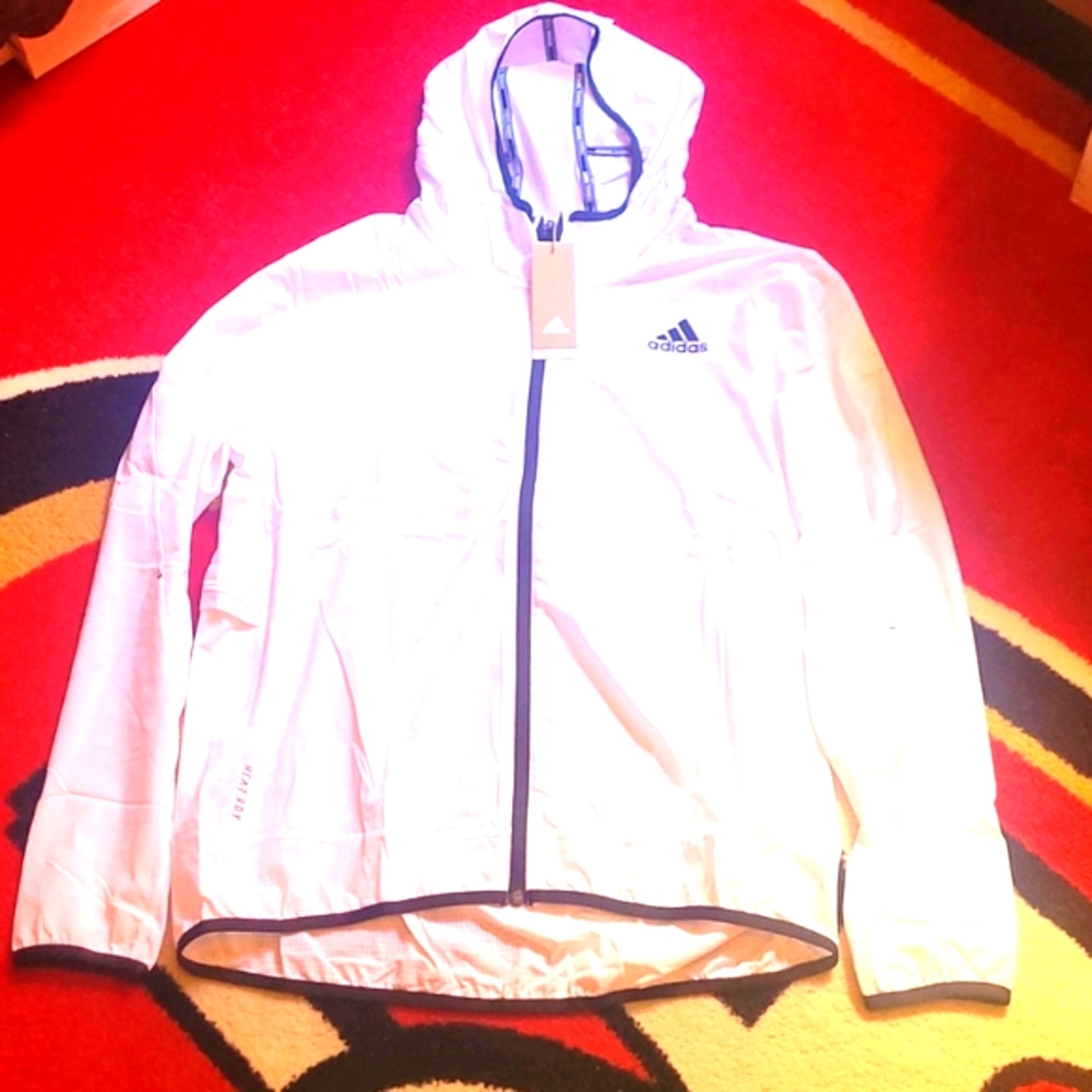 Adidas Men's Windbreaker Hooded Jogging Top, XL - Brand New
